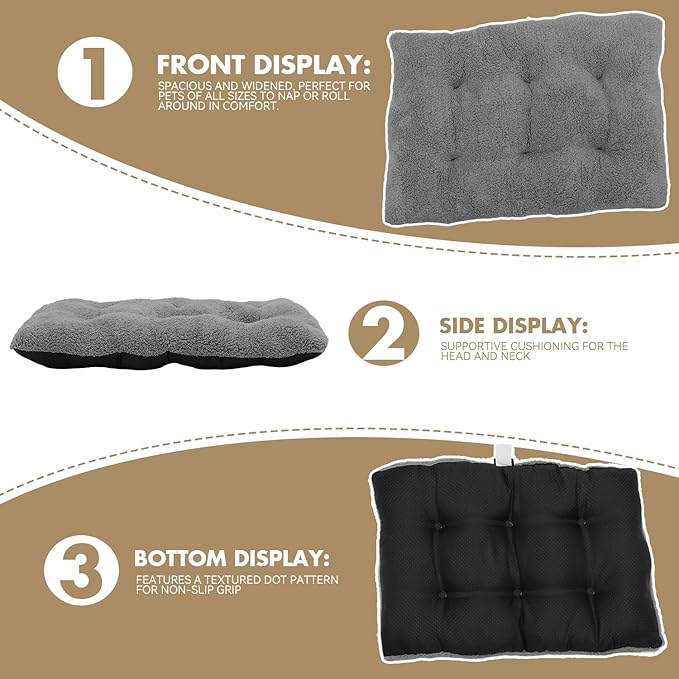 Athena Collection Small Dog Bed, 28 Inches Washable Dog Crate Bed for Small Dogs Puppy Cats Pets, Faux Fir Calming Crate Pad Warming Cozy Soft, Grey