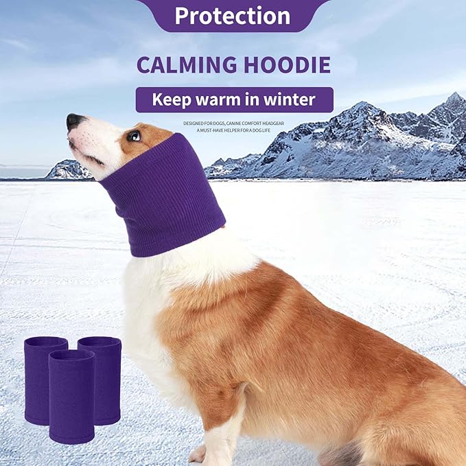 Nanaki Dog Hood Calming Ear Wrap - Quiet Headband, Head Cover Snood, Fireworks Muffs, Grooming and Force Drying Pet Protector for Anxiety Relief and Noise Reduction
