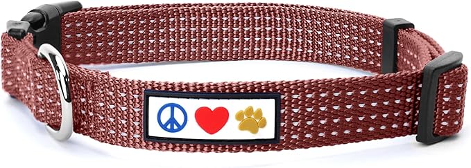 Pawtitas Reflective Dog Collar - Adjustable, Medium Dog Collar, Brown