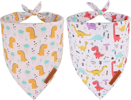 ADOGGYGO Dinosaur Dog Bandanas, Colorful Dino Pattern Pet Scarf, Premium Soft Fabric, Adjustable Fit Dinosaur Bandanas for Extra Large Dogs (X-Large)