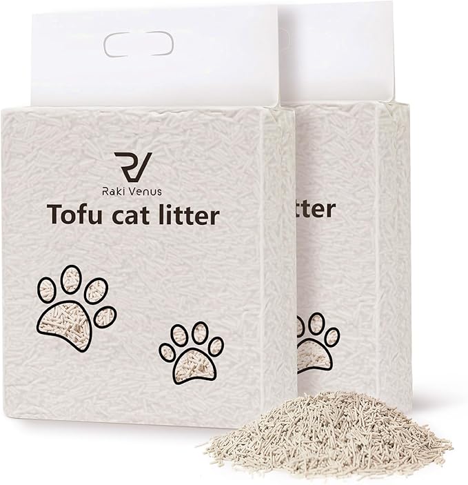 Raki Venus Tofu Cat Litter - Strong Clumping, Ultra Absorbent, Odor Control, Flushable, Low Tracking, Low Dust Tofu Litter Pellets 2 Packs/12LB (Original Flavor)