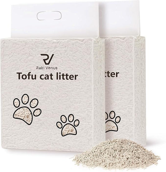 Raki Venus Tofu Cat Litter - Strong Clumping, Ultra Absorbent, Odor Control, Flushable, Low Tracking, Low Dust Tofu Litter Pellets 2 Packs/12LB (Original Flavor)