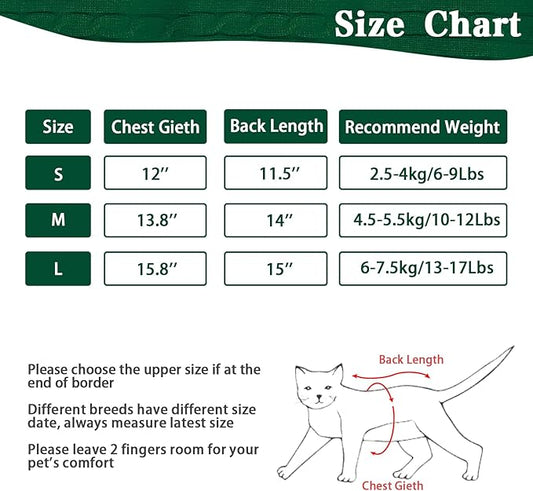 PUPTECK Winter Dog Cat Sweater Coat - Soft Cold Weather Clothes Knitwear for Kitties & Small Dogs Indoor Outdoor Walking Warm, Knitted Classic for Doggies Kitties Girls Boys, Green L