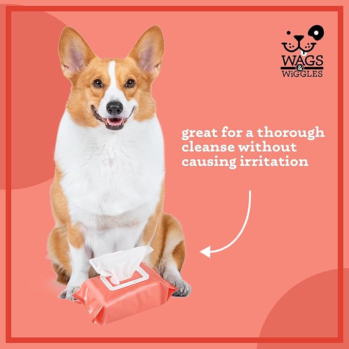 Wags & Wiggles Purify Hypoallergenic Wipes for Dogs, Zesty Grapefruit Scent - Scented Dog Wipes Gently Clean & Condition Your Dog's Coat Without A Bath, 100 Count