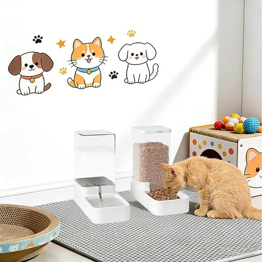 Automatic Cat Feeder and Water Dispenser Set, Automatic Dog Feeder and Dog Water Dispenser for Dogs Cats Pets Animals Large Capacity