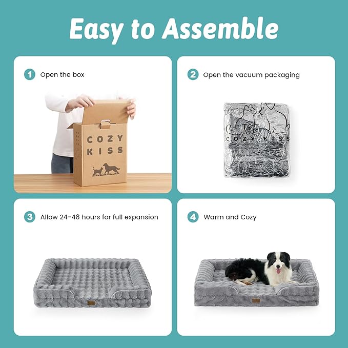 Orthopedic Dog Bed for Medium Small Size Dog, Faux Fur Pet Sofa, Foam Bolster Couch with Waterproof Lining Cover, Anti-Slip, Soft, Warm, Washable, C-Shaped, M 30x20x6.5 inch, Grey