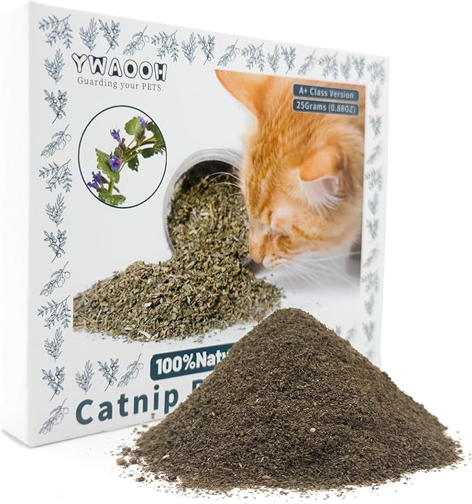 YWAOOH Premium Catnip for Cats & Kittens – Cold-Processed, High Potency Nepetalactone, 100% Pure Organic Leaf-Only Catnip for Toys, Scratchers, Refills, Stimulates Play & Protects Furniture - 25g