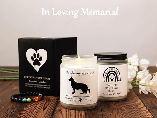 Soy Wax Scented Dog Memorial Candle, Loss of Dog Gift Candle, Dog Sympathy Candle, Dog Memorial Gifts for Loss of Dog, Thoughtful Sympathy, Remembrance - 7 Ounces (German Shepherd)