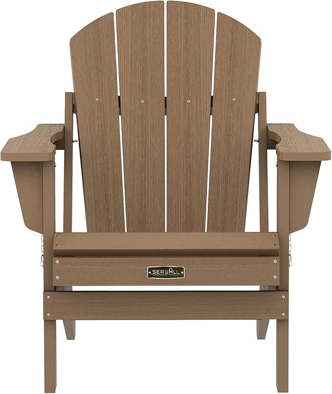 SERWALL Adirondack Chair Set of 6 for Patio Garden Weather Resistant Outdoors Fire Pit Chairs- Brown