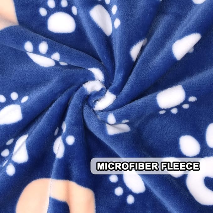 Dog Blanket, Soft Fleece Dog Blankets for Large Dogs, Fluffy Flannel Pet Cat Puppy Blanket Mat Cover for Bed Couch, Cute Paw Print Throw Blanket for Dogs, Blue 50"X40"