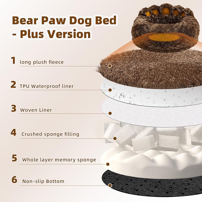 Cute Dog Bed Medium Large Size Dogs Beds Couch Pet Bed with Washable Removable Cover Egg Crate Foam Waterproof Orthopedic Dog Beds (Khaki, 2XL)
