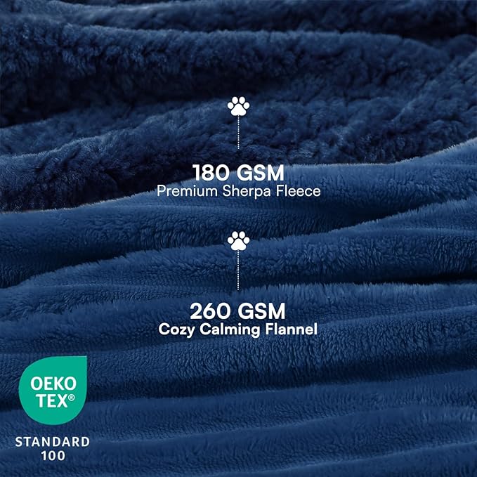 Luciphia Waterproof Dog Blanket for Medium Large Dogs Ultra-Soft Calming Cut Pile Flannel Throw Durable & Warm Furniture Protection for Couch Car Pet Blanket Machine Washable Deep Navy,M(57''x40'')