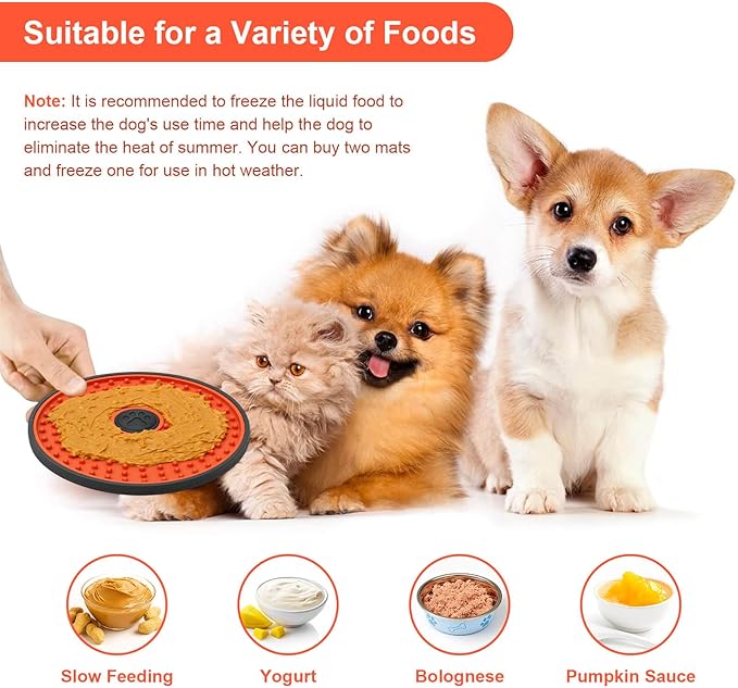Dog Lick Mat, for Crate Training and Reducing Anxiety, Made of Natural Rubber, Promotes Healthy Feeding and Oral Hygiene