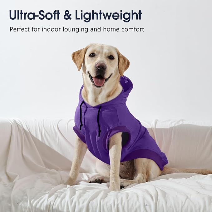 IECOii Dog Hoodie for Large Dogs, Big Dog Clothes with Hood for Extra Large Dogs Fall Sweatershirt Hoodies,Ropa para Perros Grandes Saint Bernard Great Dane Sweater, Purple, 4XL (No Fleece Lined)