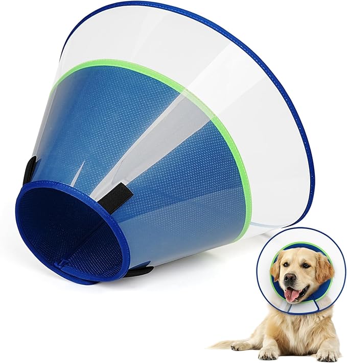 Dog Cone Collar with Soft Liner to Stop Licking, Elizabeth Recovery Collar After Surgery for Large Medium Dogs, Comfortable Pet Head Cone Alternative for Neutering Spay Injury (M)