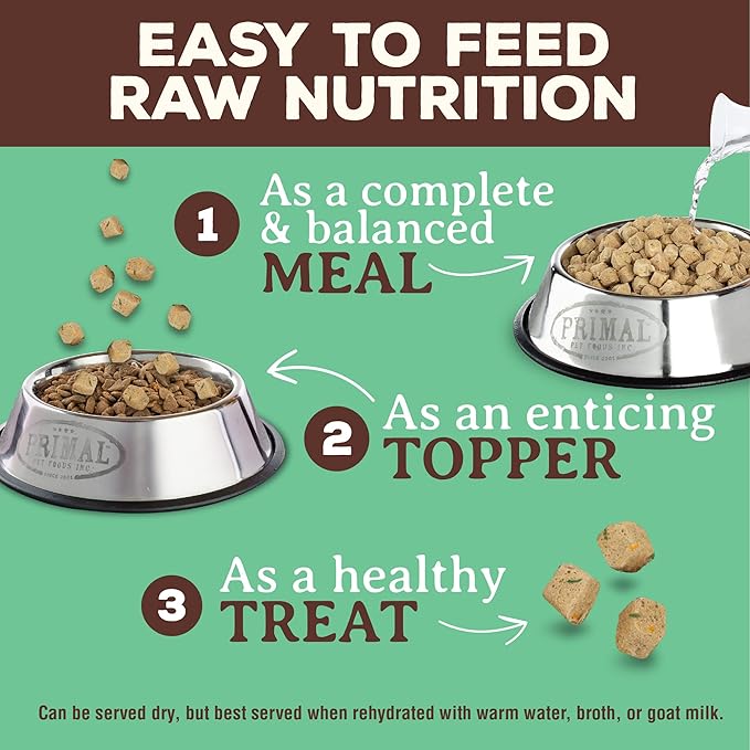 Primal Freeze Dried Dog Food, Pronto Mini Nuggets, Chicken; Scoop & Serve, Complete & Balanced Meal; Also Use As Topper or Treat; Premium, Healthy, Grain Free, High Protein Raw Dog Food (7 oz)