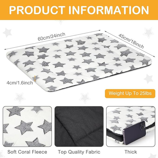VitalCozy 4 Pcs Winter Dog Crate Pads, Ultra Soft Warm Washable Dog Cat Bed Mat for Pet Crate Comfortable Replaceable Reversible Kennel Pad for Small, Medium, Large Dogs(18 x 24 x 1.6 Inch,White)