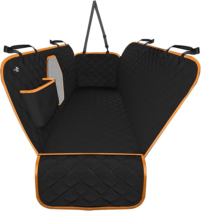 Active Pets Dog Car Seat Cover for Back Seat, Waterproof Pet Protection Hammock, SUV Truck Car Backseat Protector with Safety Features, XL, Orange