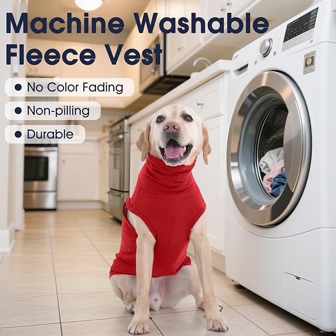 IECOii Small Dog Sweater,Stretch Fleece Vest - Red, Medium,Warm Pullover for Winter Spring and Fall, Soft & Lightweight Dog Sweatshirt Indoor Outdoor Clothes,Turtleneck for Small Medium Dogs Girl Boy