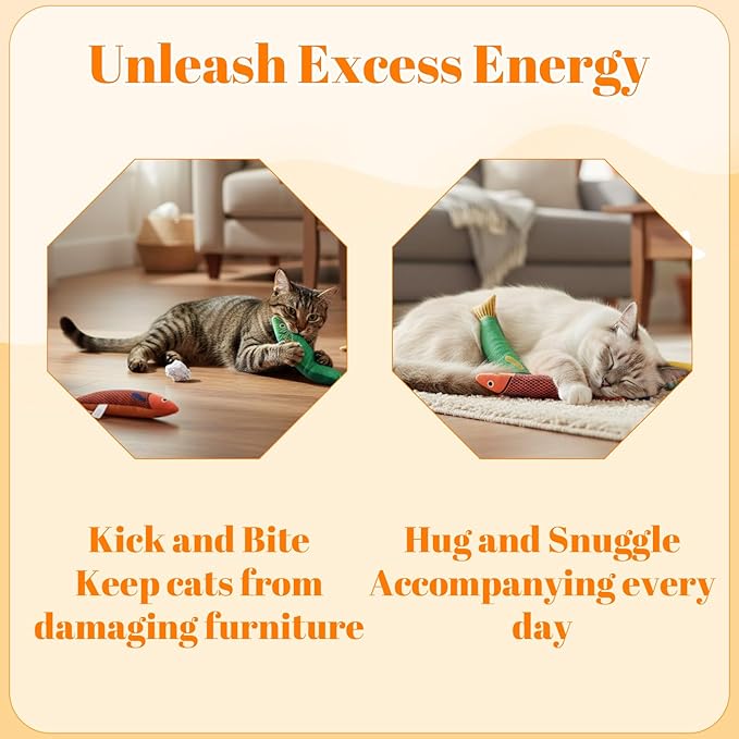 3 Pack Catnip Toys, Cat Toys Interactive, Interactive Cat Toys for Indoor Cats, Saury Fish Kitten Toys Suitable for Playtime and Hunting Instinct Stimulation