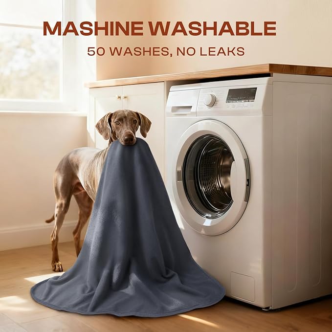 Luciphia 100% Waterproof Blanket for Adults or Large Dogs, Soft Polar Fleece XL Pet Blankets for Bed Couch Protector Washable, Reversible Leakproof Furniture Protection,Dark Grey,Twin 82x90 inch