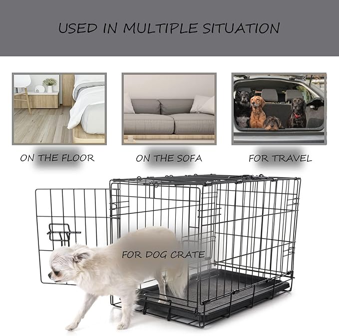 Washable Dog Bed Mat Reversible Dog Crate Pad Soft Fluffy Pet Kennel Beds Dog Sleeping Mattress for Large Jumbo Medium Small Dogs, 47 x 29 Inch, Grey