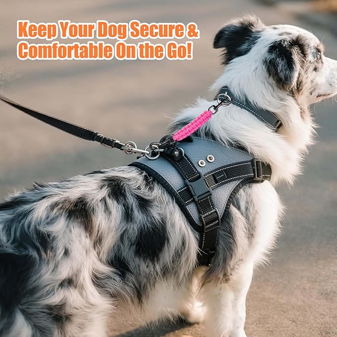 Dog Collar Safety Clip, Collar Companion, Handmade Backup Safety Strap, Double-Ended Clip Leash Connector, Suitable for Dog Harnesses, Prong, Pinch Collars (Pink, 1 Pack)