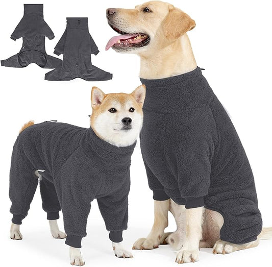 Fleece Dog Sweater for Small Medium Large Dog for Run Walk Sleep Winter Jacket & Windproof Clothes Coat 3XL Grey