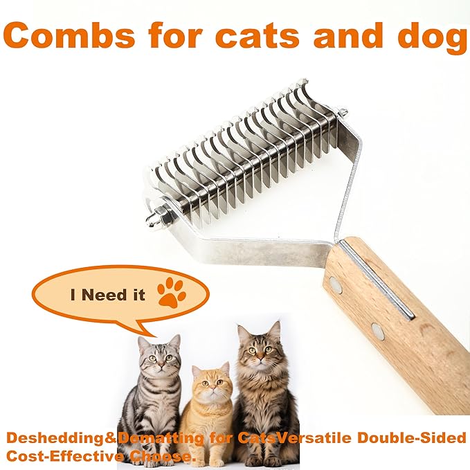 Undercoat Rake Dog Brush Dematting Comb cat shedding tool Dematting Tool Pet Brush Efficiently Detangle and Groom Coats for Large Medium Small Dogs and Cats Comb for Grooming Premium (2 in 1)