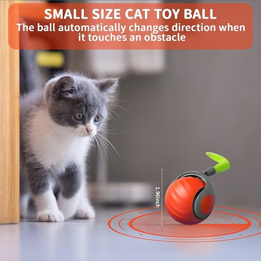 LUPAPA Interactive Cat Ball Toy with Feather, Smart Ball for Indoor Cats, Motion Activated Automatic Cat Toys, USB Rechargeable Toys, Orange