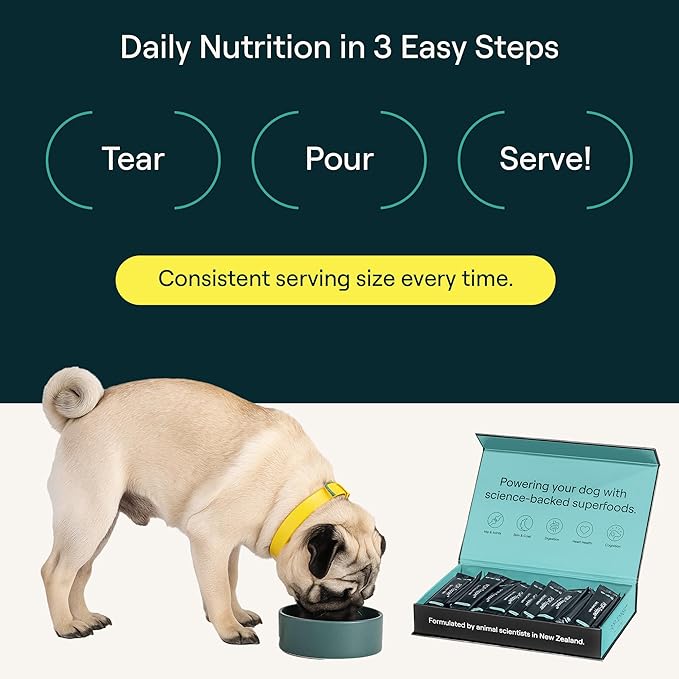 Dog Food Supplement – Multivitamin Powder for Dogs - Bone Broth Base with 6 Human-Grade Superfoods - Supports Joints, Gut, Skin & Coat - Ideal for Picky Eaters, Under 35 lbs - 30 Packets