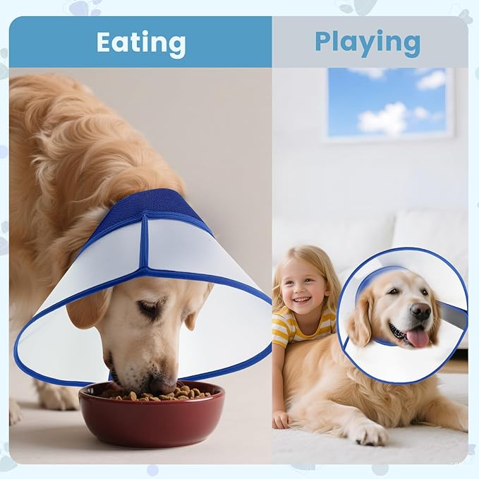 Soft Dog Cone Collar for Dogs to Stop Licking,Breathable Pet Recovery Collar with Enhanced Support Design, Adjustable Dog Cone Collar for Large & Medium Dogs (Blue, XXL（Depth：10.4 Neck：17.32-20.08”）)