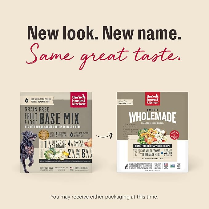 The Honest Kitchen Wholemade™ Dehydrated Grain Free Fruit & Veggie Base Mix Dog Food (Just Add Protein), 3 lb Box