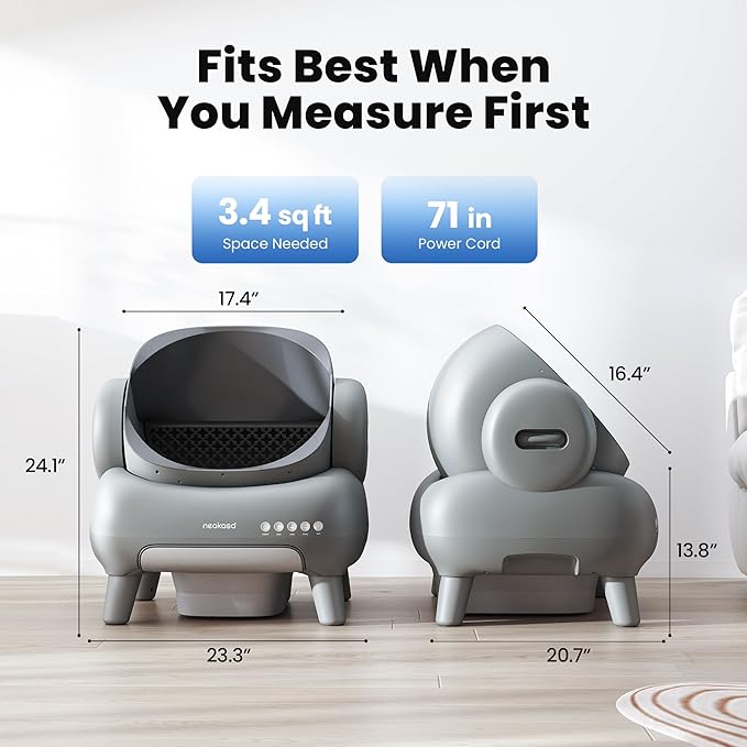 Neakasa M1 Plus Open-Top Self Cleaning Cat Litter Box, Automatic Cat Litter Box with APP Control, Odor-Free Waste Disposal Includes Trash Bags