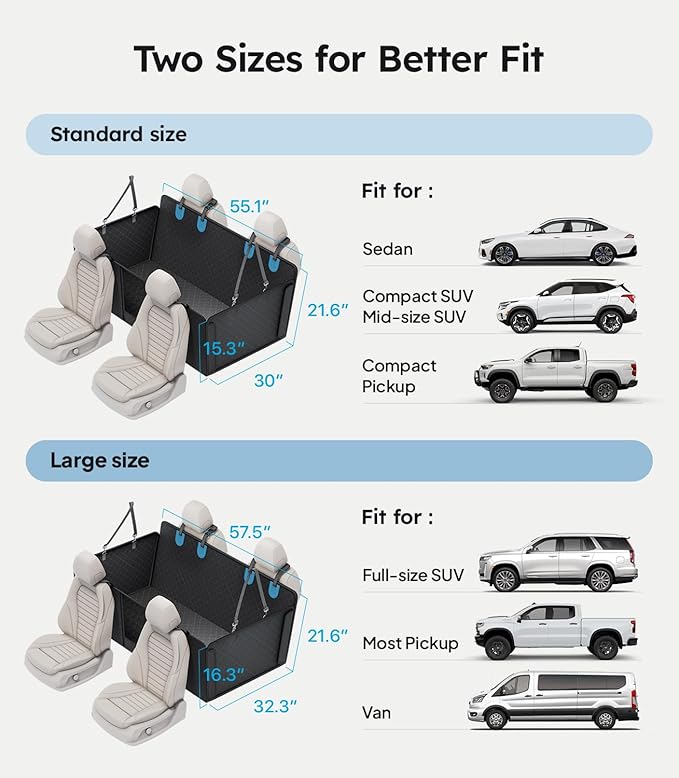 Wigoo Upgrade Soft Dog Car Seat Cover for Back Seat, [Protect Interior, Waterproof & Easy to Clean] Soft Bottom Backseat Pet Extender Dog Car Hammock, FitsCar Sedan SUV Truck Van, Size M, Black