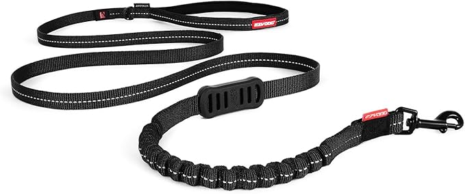 EzyDog Zero Shock LITE Dog Leash - Shock Absorbing Bungee Leash for Dogs That Pull or Excite - Dual Handle and Reflective for Medium, or Small Dogs (72", Black)