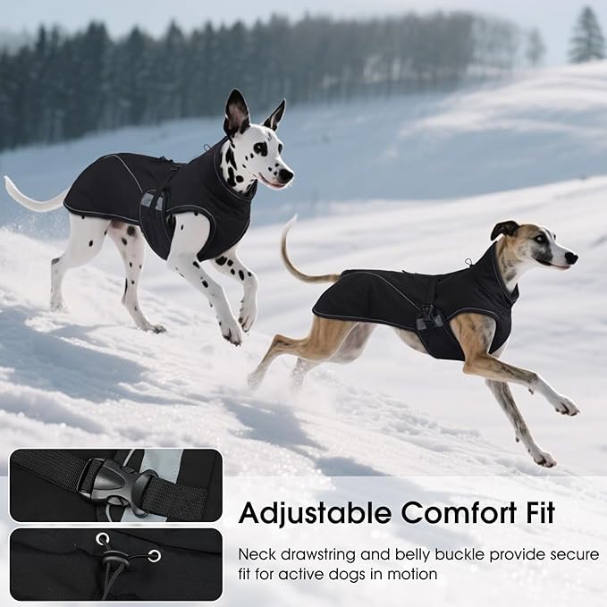 QBLEEV 2 in 1 Dog Coat, Waterproof Dog Winter Jacket with Detachable Fleece Vest, Windproof Warm Snow Jakcet with Harness Hole, Reflective Cold Weather Coats for Small Medium Large Dogs