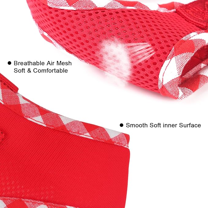 SuperBuddy Upgraded Soft Mesh Dog Harness, Super Breathable Lightweight Pet Harnesses for Puppy Dogs Outdoor Walking, Red Dog Harness -Small