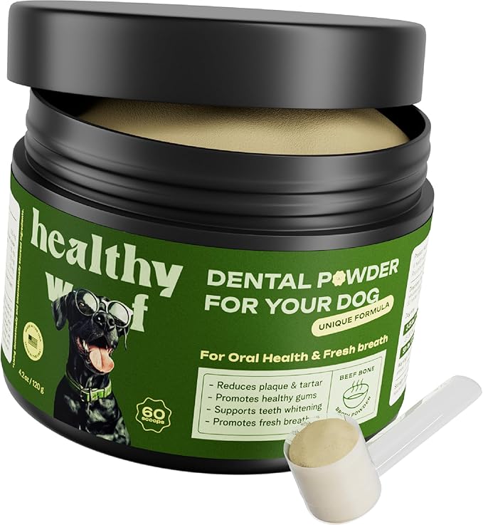 Dogbiotics Dental Powder for Dogs - Complete Oral Care Bone Broth, Dog Teeth Cleaning Powder, Tartar Remover, Fresh Breath, Sensitive Stomach Support, Dental Care, 4.2 oz, 60 Scoops