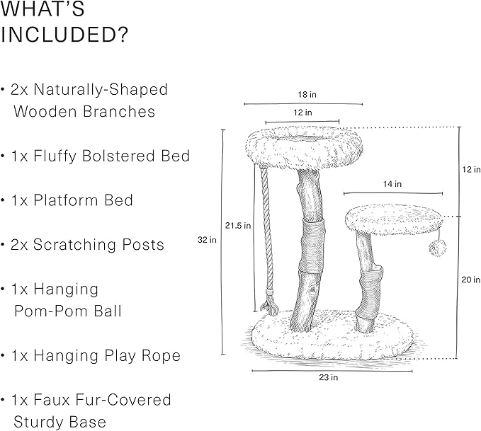 Mau Lifestyle Gray Rizzo Cat Tree, 32" H, 27 LBS, Grey/Gray