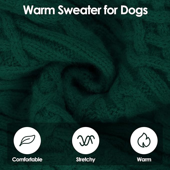SUNFURA XS Dog Sweater, Puppy Sweaters for Small Dogs Girl Boy, Dog Christmas Sweater Turtleneck Kintwear, Thanksgiving Knitted Sweatshirt Warm Chihuahua Clothes for Fall Winter, Green XS
