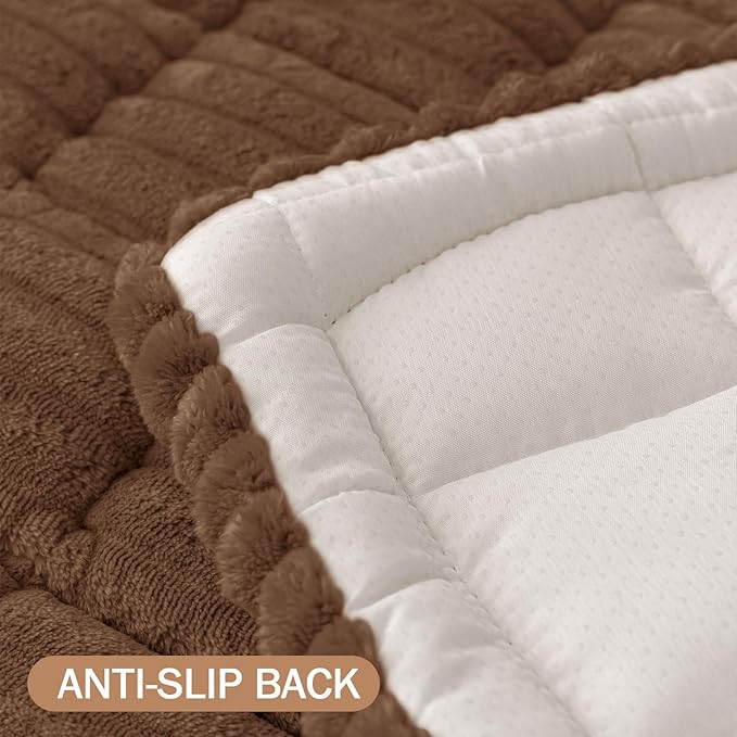 Smiry Couch Cover for Dogs Washable, Non Slip Fuzzy Pet Couch Covers for 3 Cushion Sofa Pet Friendly, Thick Soft Sofa Slipcovers Cushion Protector (Brown, 27.6" x 82.7")