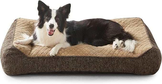 JOEJOY XL Orthopedic Dog Beds Large Sized Dog, Extra Thick Supportive Big Dogs Couch Bed with Sides and Waterproof Lining, Ultra Soft Pet Bed Sofa for Large Dogs, Brown, 38''x28''
