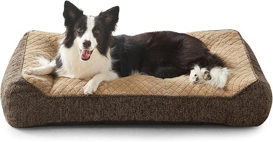 JOEJOY XL Orthopedic Dog Beds Large Sized Dog, Extra Thick Supportive Big Dogs Couch Bed with Sides and Waterproof Lining, Ultra Soft Pet Bed Sofa for Large Dogs, Brown, 38''x28''