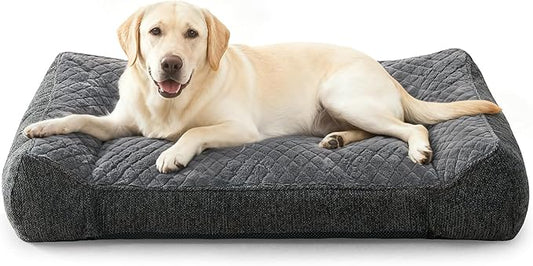 JOEJOY XL Orthopedic Dog Beds Large Sized Dog, Extra Thick Supportive Big Dogs Couch Bed with Sides and Waterproof Lining, Ultra Soft Pet Bed Sofa for Large Dogs, Grey, 42''x30''