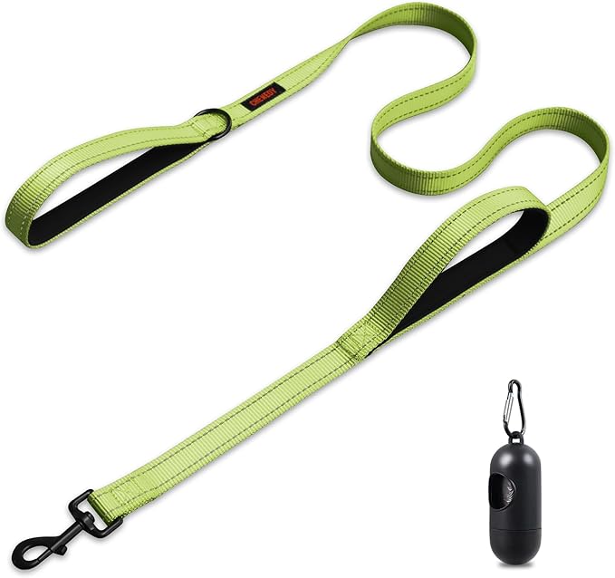 Dog Leash, Heavy Duty Dog Leash, Leashes for Large Breed Dogs, Double Handle Dog Leash, Reflective Training Lead, Perfect for Medium to Large Dogs(6FTlight Green)