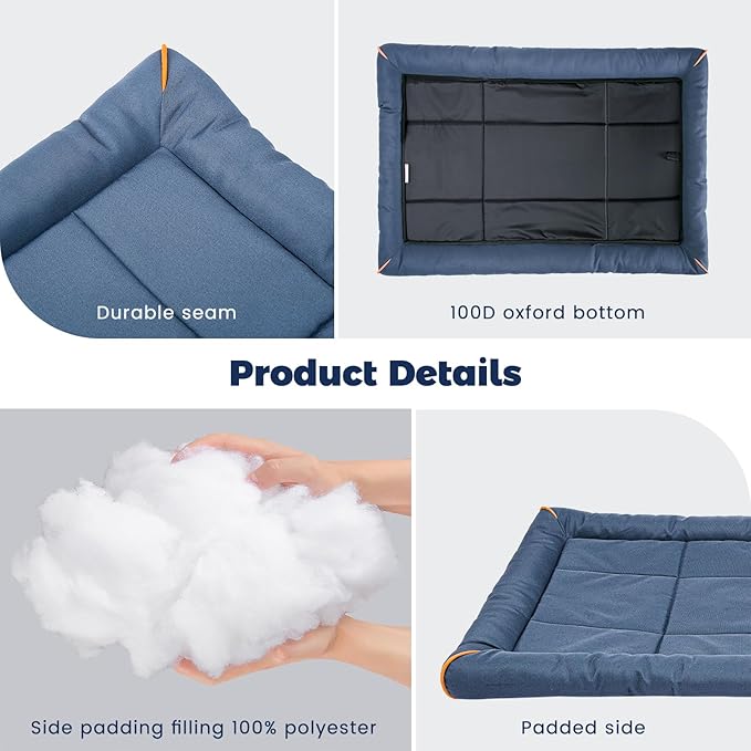 Miguel Oxford 900D Outdoor Waterproof Dog Bed for Metal Dog Crates Water-Resistant All Weather Pet Mat Durable Easy Wipe Clean Travel Indoor Outdoor Puppy Cat Crate Bed 30inch, Blue