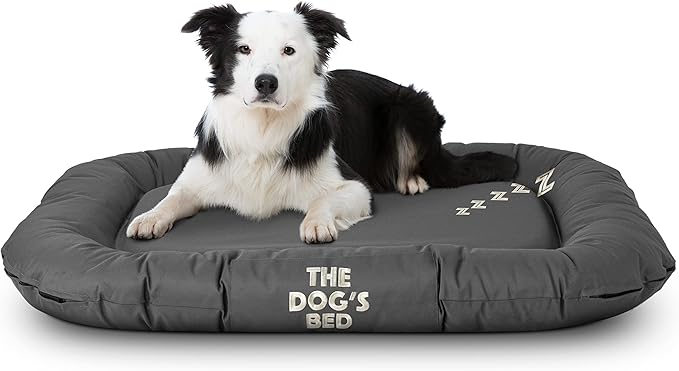 The Dog’s Bed Utility Waterproof Dog Bed, Large Durable Grey Oxford Fabric, Tough YKK Zippers, Washable Reversible Cover, Dog Beds for Home and Car Crate, Puppy & All Pet Comfort, Veterianry Approved