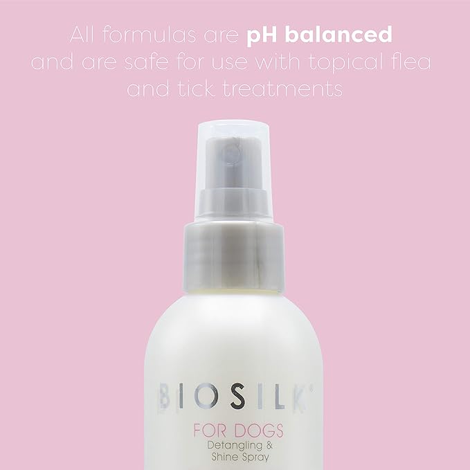 BioSilk for Dogs Silk Therapy Detangling Plus Shine Protecting Mist for Dogs | Best Detangling Spray for All Dogs & Puppies for Shiny Coats and Dematting | 8 Oz - Pack of 2,white