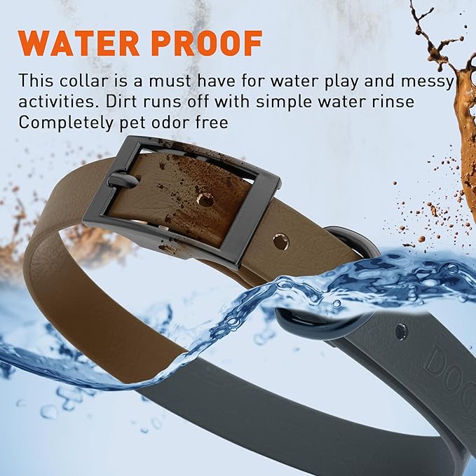 Dogline Biothane Coated Webbing Dog Collar w/Black Metal Hardware: Durable Easy-Clean Everyday Collar for Dogs - Comfortable Adjustable Odor-Resistant for Pets, W3/4" x L15-18, Dark Chocolate Brown